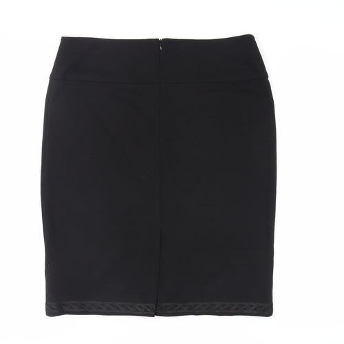 Linea Womens Black Polyester Straight & Pencil Skirt Size 18 Zip - Embroidered