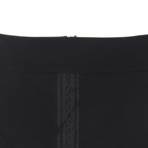 Linea Womens Black Polyester Straight & Pencil Skirt Size 18 Zip - Embroidered
