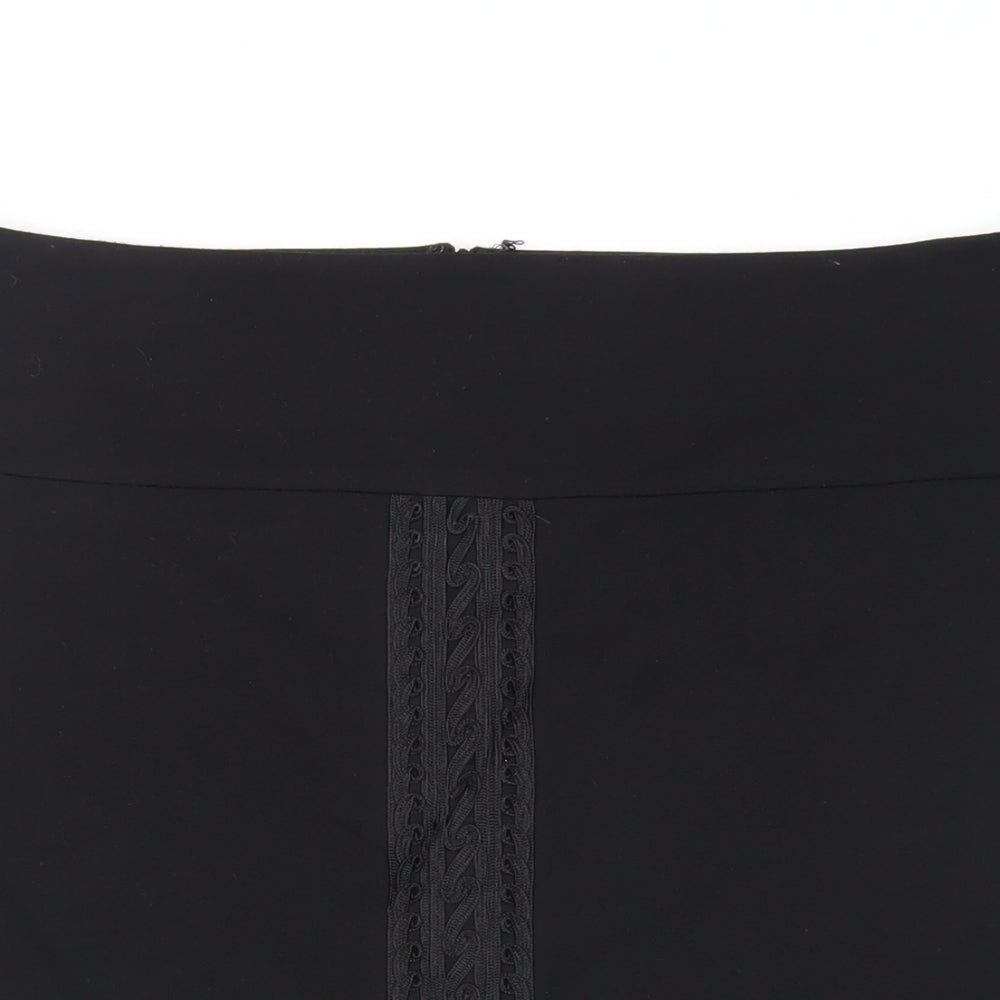 Linea Womens Black Polyester Straight & Pencil Skirt Size 18 Zip - Embroidered