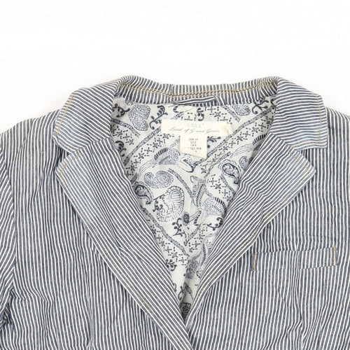 H&M Womens Blue Striped Jacket Blazer Size 10 Button