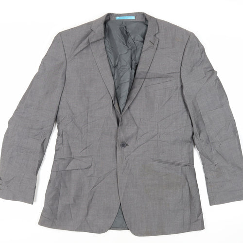 Burton Mens Grey Polyester Jacket Suit Jacket Size 40 Regular