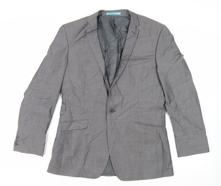 Burton Mens Grey Polyester Jacket Suit Jacket Size 40 Regular