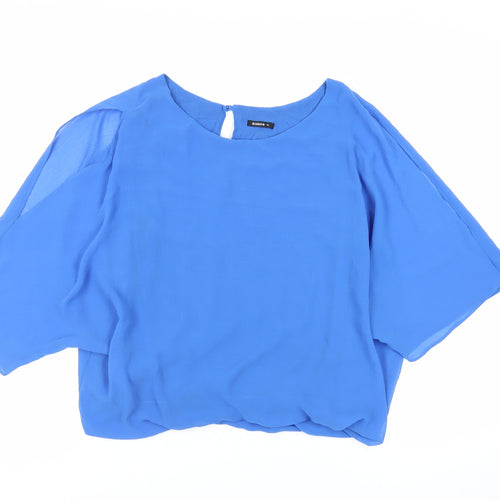 Roman Womens Blue Polyester Basic Blouse Size 16 Boat Neck - Cold Shoulder