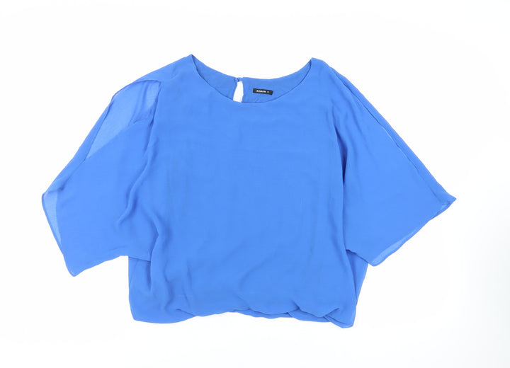 Roman Womens Blue Polyester Basic Blouse Size 16 Boat Neck - Cold Shoulder