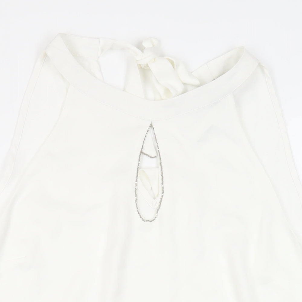 Dorothy Perkins Womens White Polyester Basic Blouse Size 16 Halter