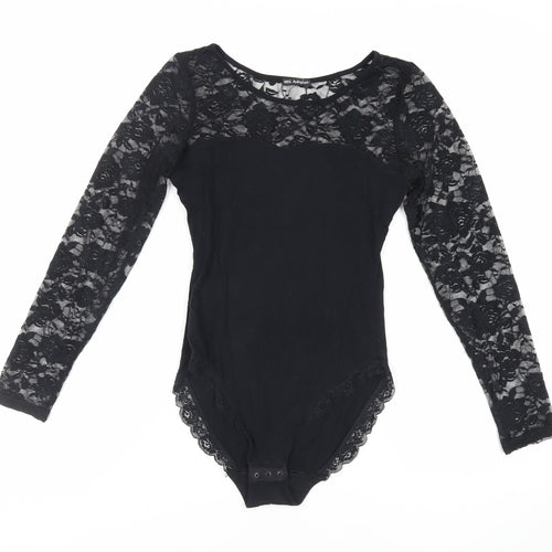 Autograph Womens Black Cotton Bodysuit One-Piece Size 12 Snap