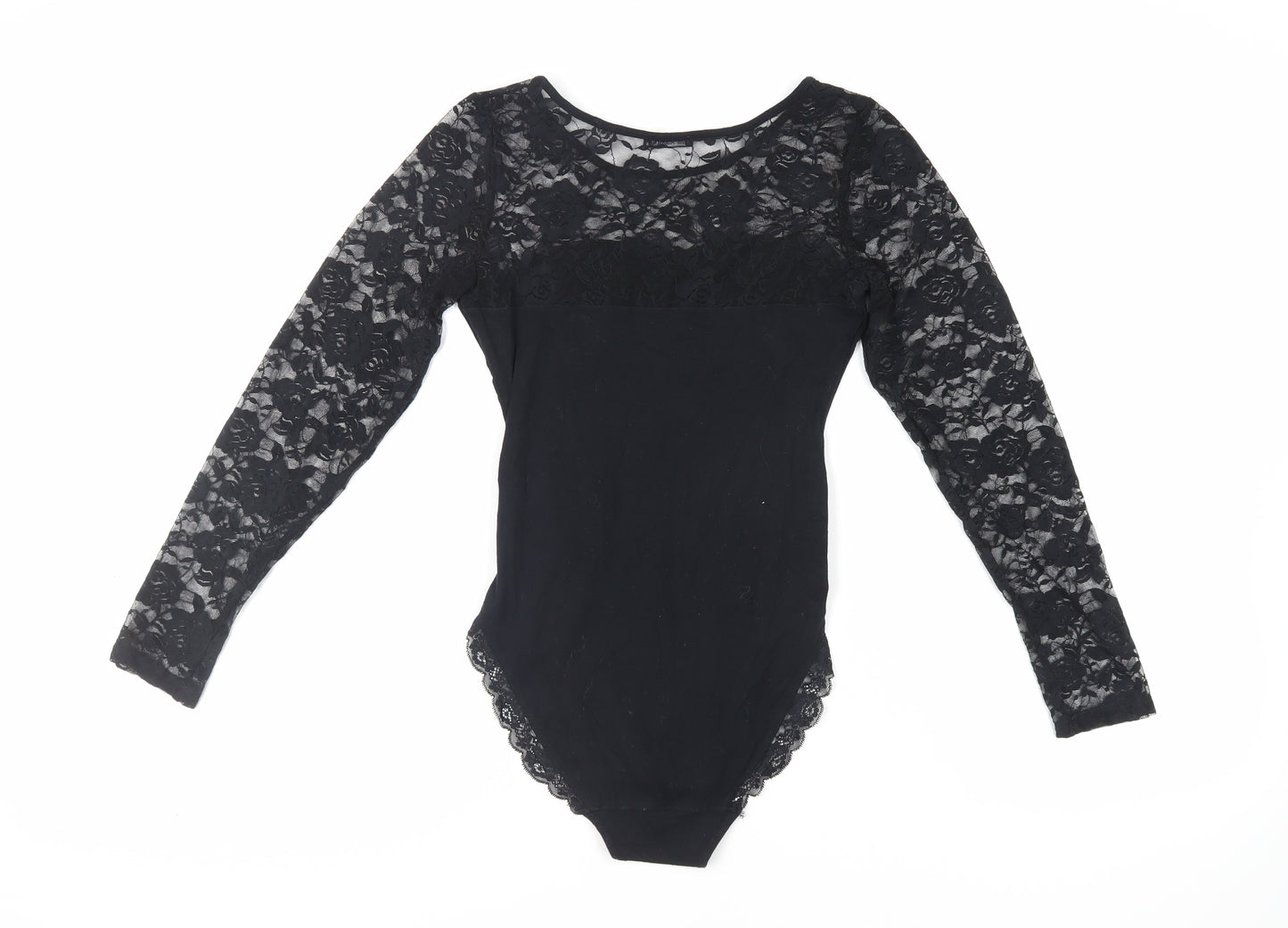 Autograph Womens Black Cotton Bodysuit One-Piece Size 12 Snap