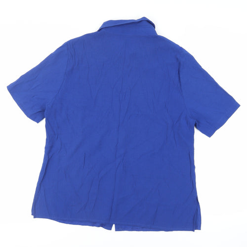 Best Basics Womens Blue Viscose Basic Button-Up Size 18 Collared - Embroidered