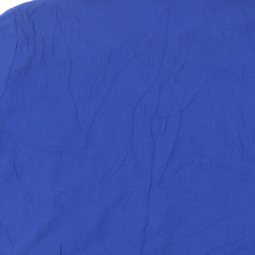Best Basics Womens Blue Viscose Basic Button-Up Size 18 Collared - Embroidered