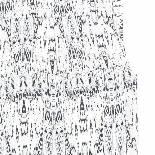 Dorothy Perkins Womens White Geometric Polyester Basic Blouse Size 8 V-Neck