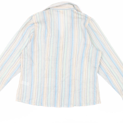 EWM Womens Multicoloured Striped Cotton Basic Button-Up Size 10 Collared