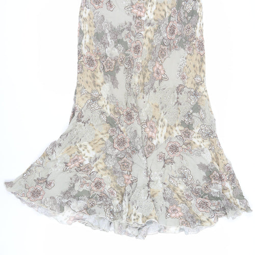 Autonomy Womens Green Floral Viscose Flare Skirt Size 16 - Elasticated Waist