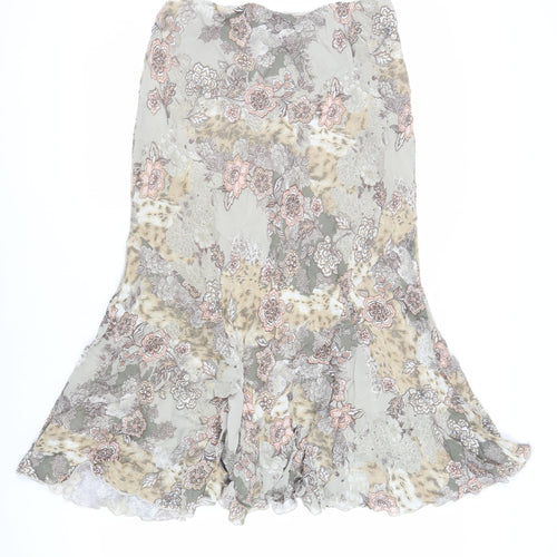Autonomy Womens Green Floral Viscose Flare Skirt Size 16 - Elasticated Waist