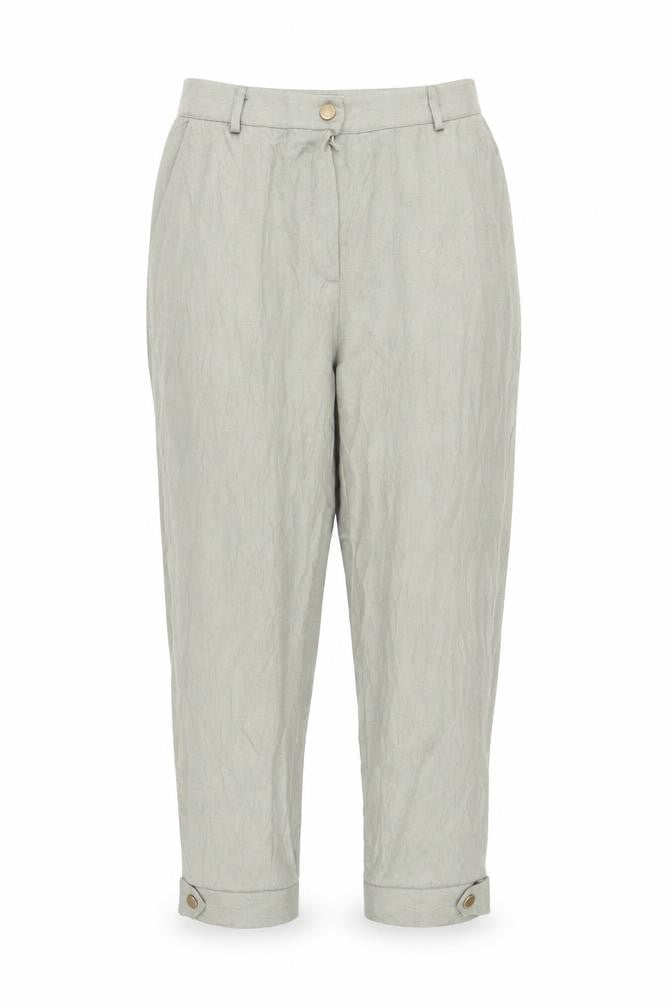 Zara Womens Green Viscose Cropped Trousers Size S L24 in Regular Zip