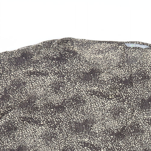 Marks and Spencer Womens Brown Animal Print Viscose Basic Blouse Size 12 Boat Neck