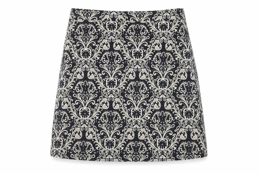 Marks and Spencer Womens Black Paisley Polyester A-Line Skirt Size 10 Zip - Lined