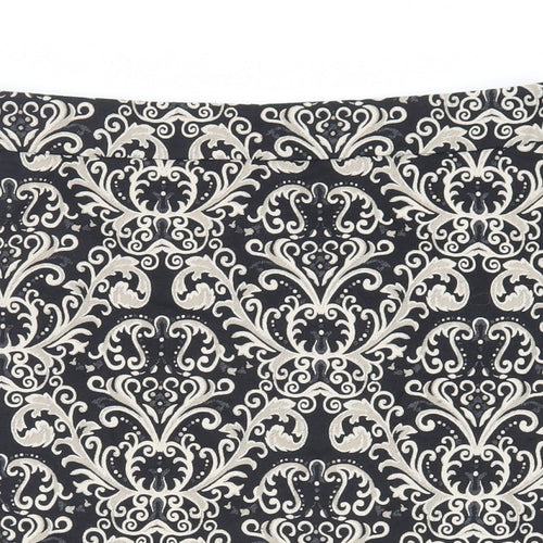 Marks and Spencer Womens Black Paisley Polyester A-Line Skirt Size 10 Zip - Lined