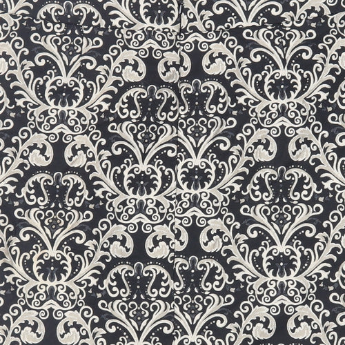 Marks and Spencer Womens Black Paisley Polyester A-Line Skirt Size 10 Zip - Lined