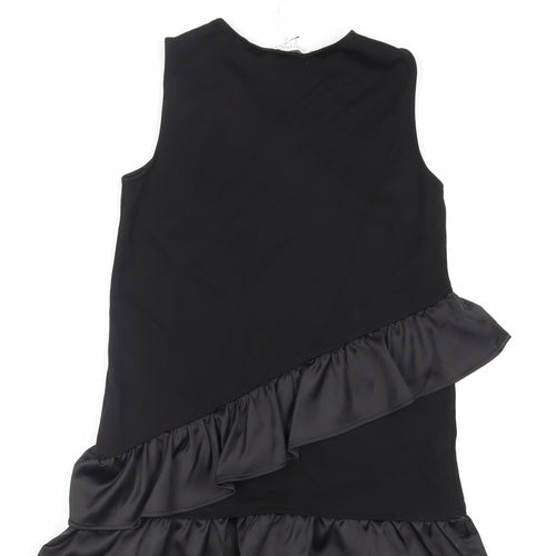 Warehouse Womens Black Viscose Basic Tank Size 8 Round Neck - Ruffle