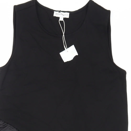 Warehouse Womens Black Viscose Basic Tank Size 8 Round Neck - Ruffle