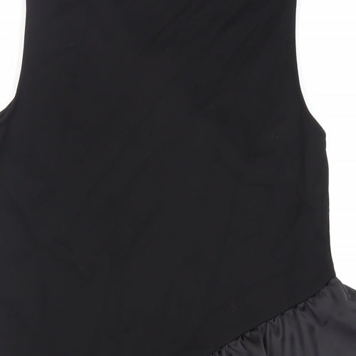 Warehouse Womens Black Viscose Basic Tank Size 8 Round Neck - Ruffle