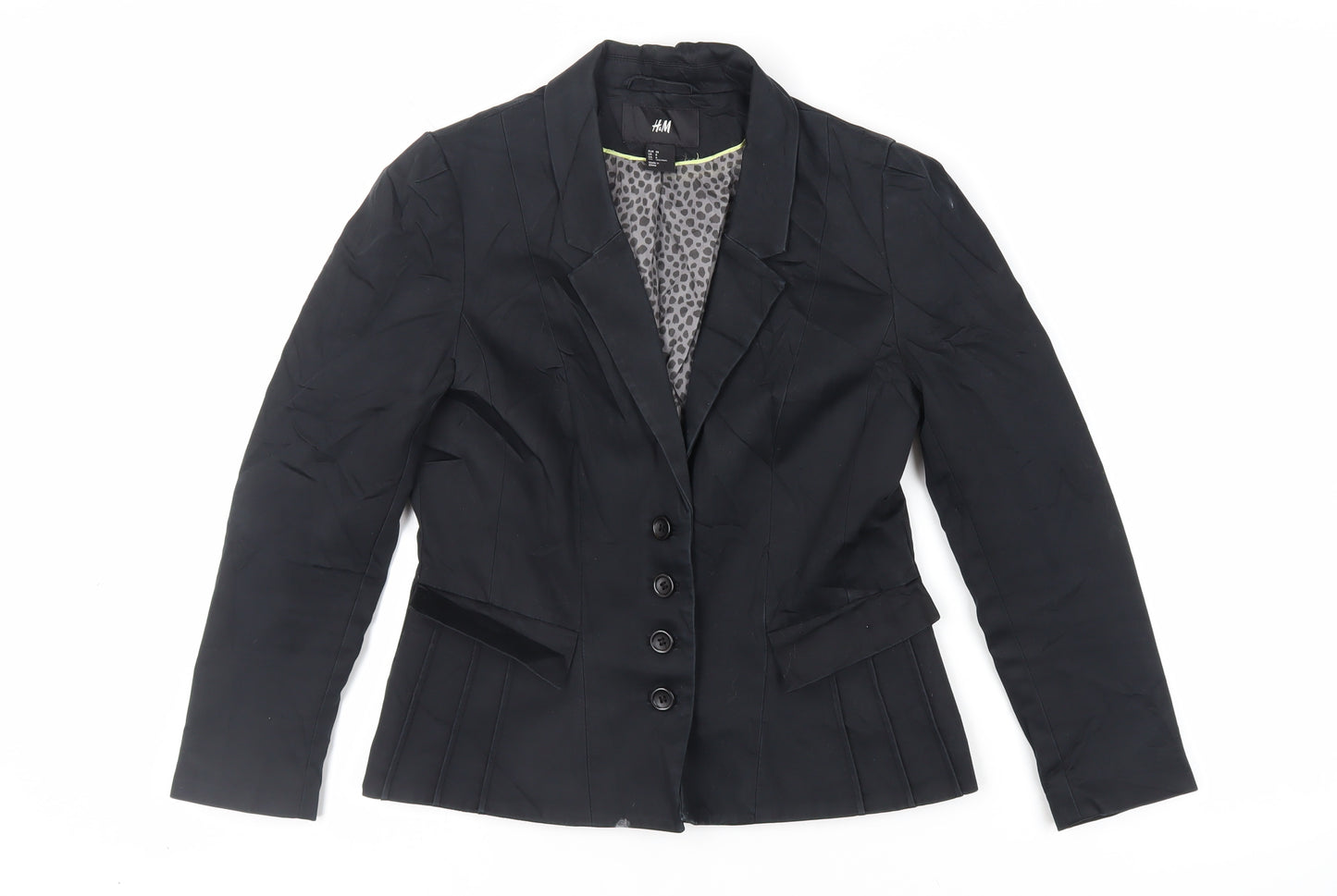 H&M Womens Black Jacket Blazer Size 10 Button