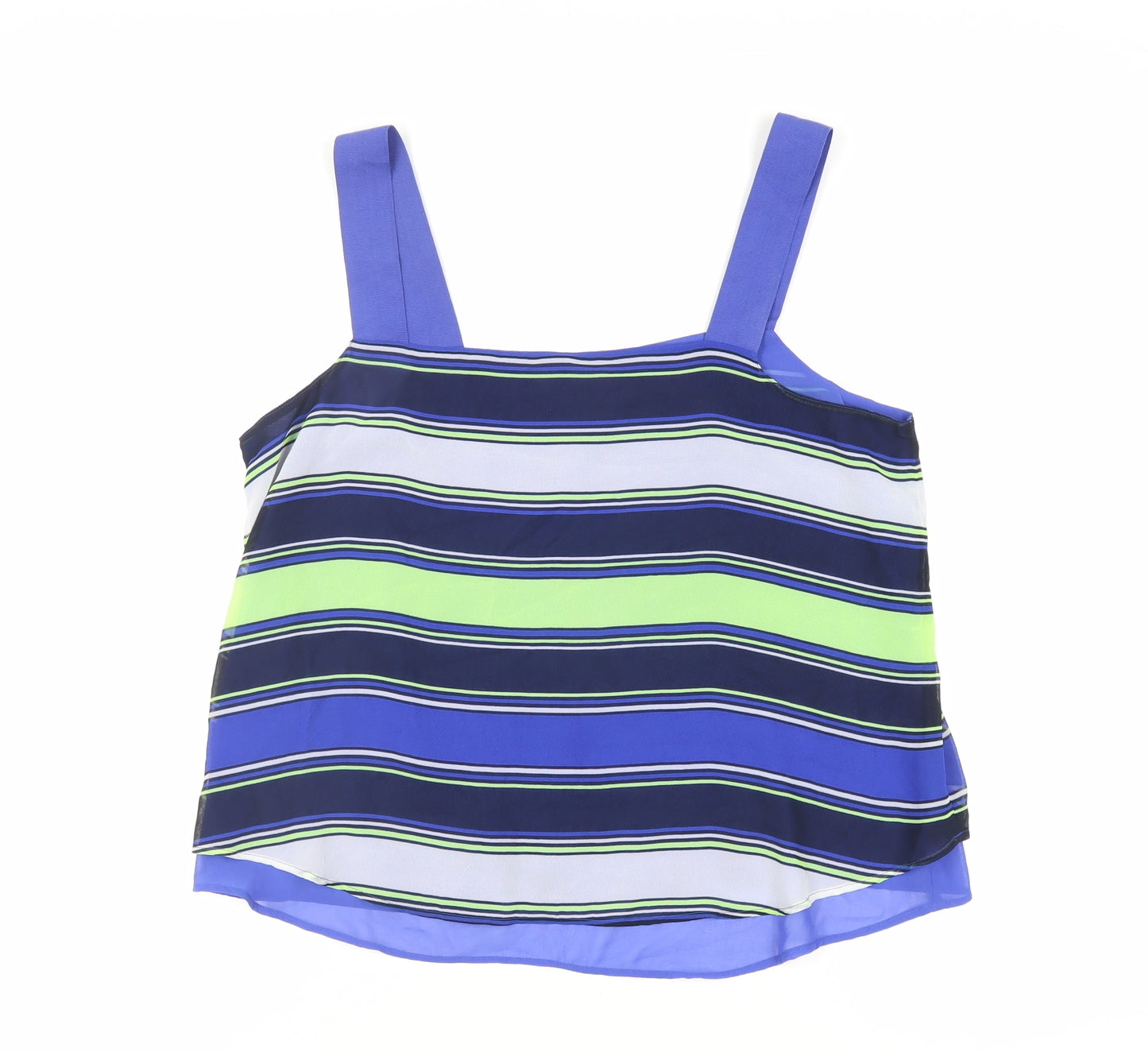 NEXT Womens Blue Striped Polyester Basic Tank Size 14 Square Neck