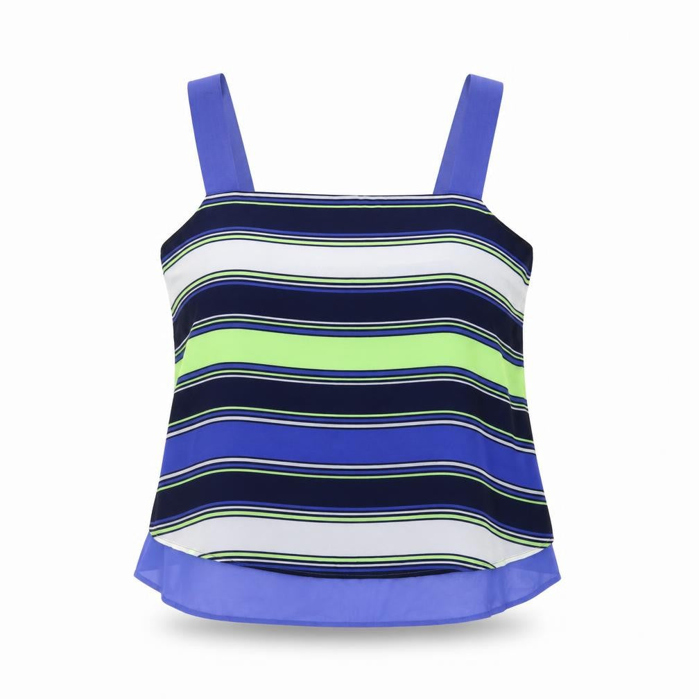 Next Womens Blue Striped Polyester Basic Tank Size 14 Square Neck