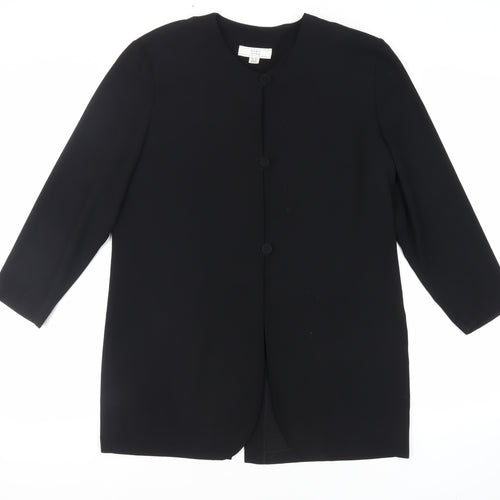 NEXT Womens Black Polyester Tunic Button-Up Size 16 Round Neck