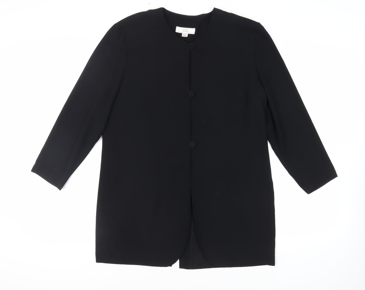 NEXT Womens Black Polyester Tunic Button-Up Size 16 Round Neck