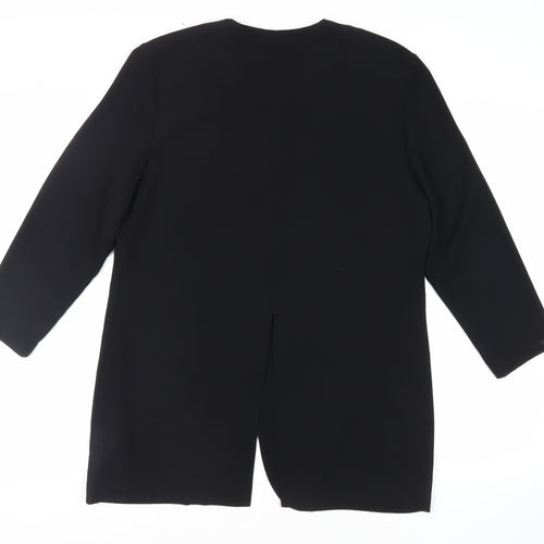 NEXT Womens Black Polyester Tunic Button-Up Size 16 Round Neck