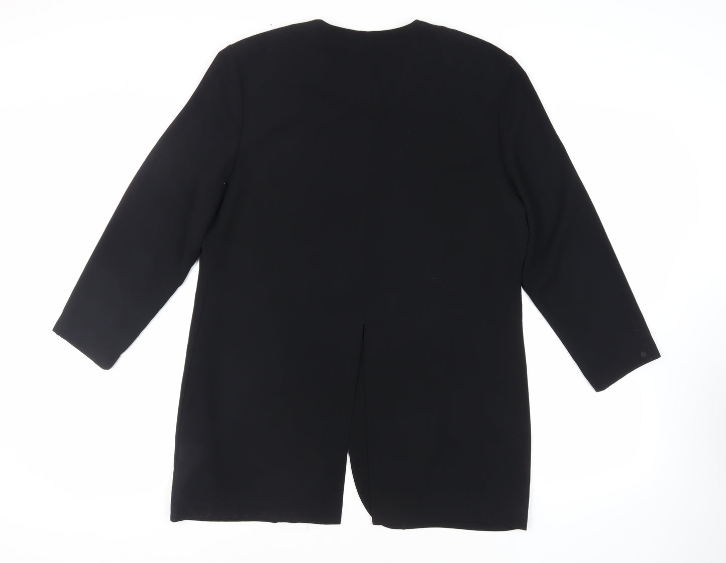 NEXT Womens Black Polyester Tunic Button-Up Size 16 Round Neck