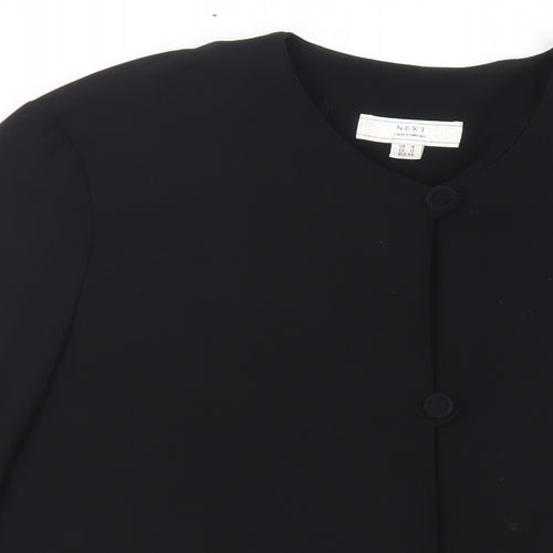 NEXT Womens Black Polyester Tunic Button-Up Size 16 Round Neck