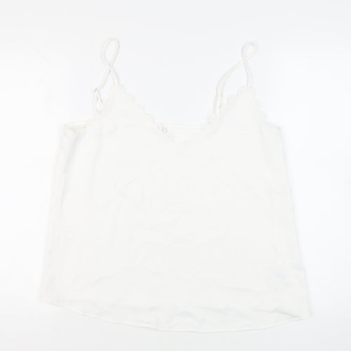 River Island Womens White Polyester Camisole Tank Size 14 V-Neck - Lace Trim
