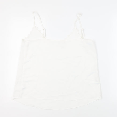River Island Womens White Polyester Camisole Tank Size 14 V-Neck - Lace Trim