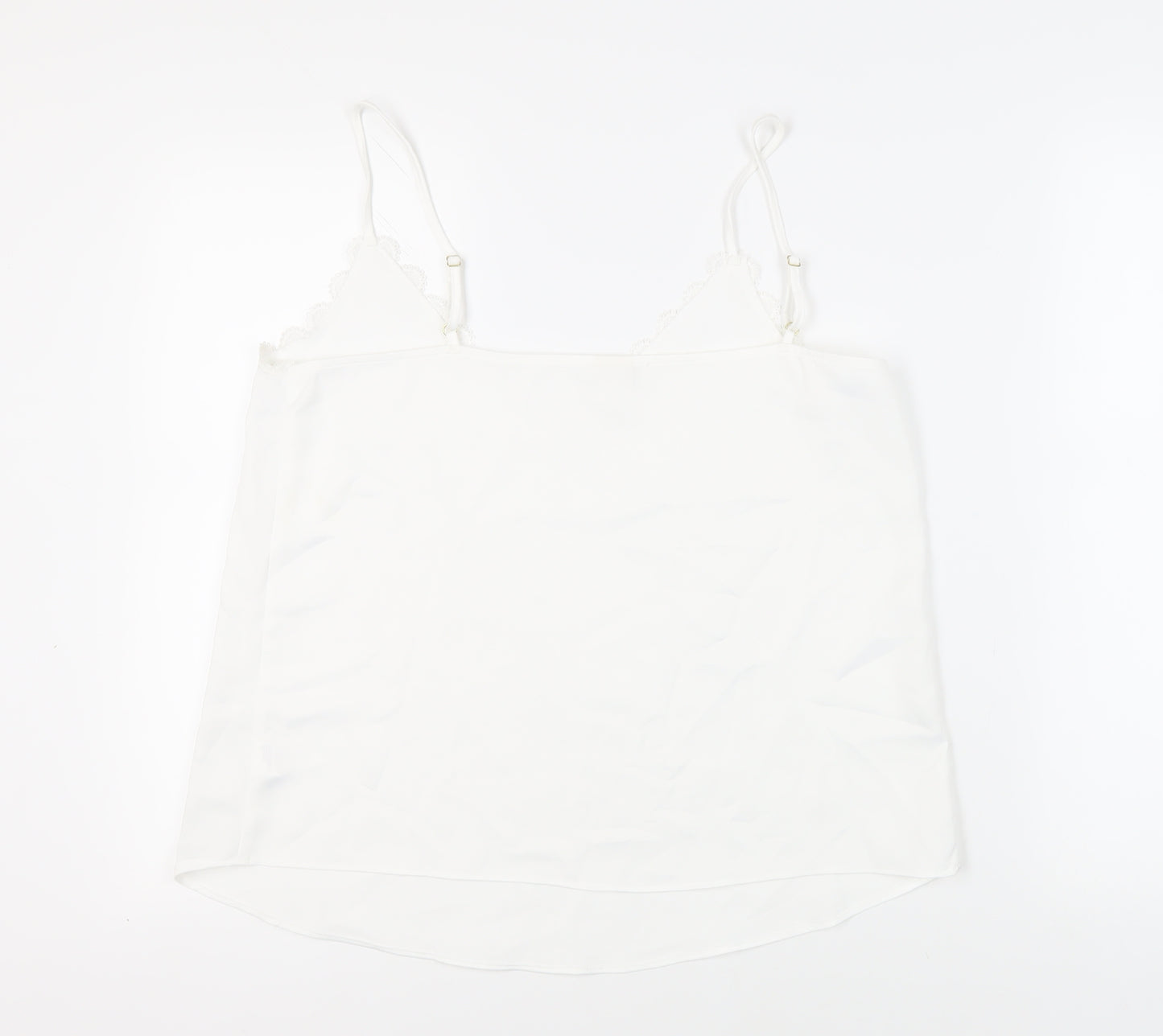 River Island Womens White Polyester Camisole Tank Size 14 V-Neck - Lace Trim
