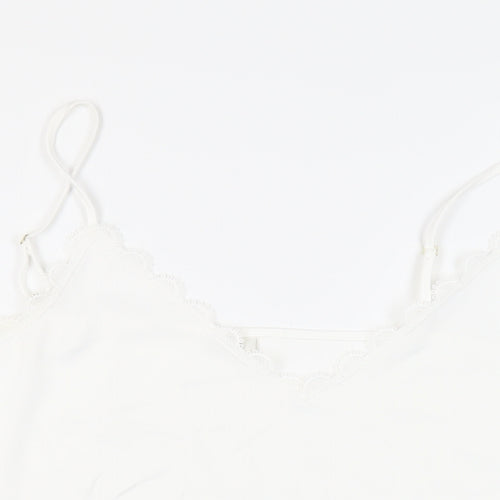 River Island Womens White Polyester Camisole Tank Size 14 V-Neck - Lace Trim