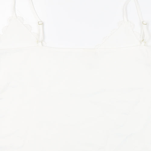 River Island Womens White Polyester Camisole Tank Size 14 V-Neck - Lace Trim