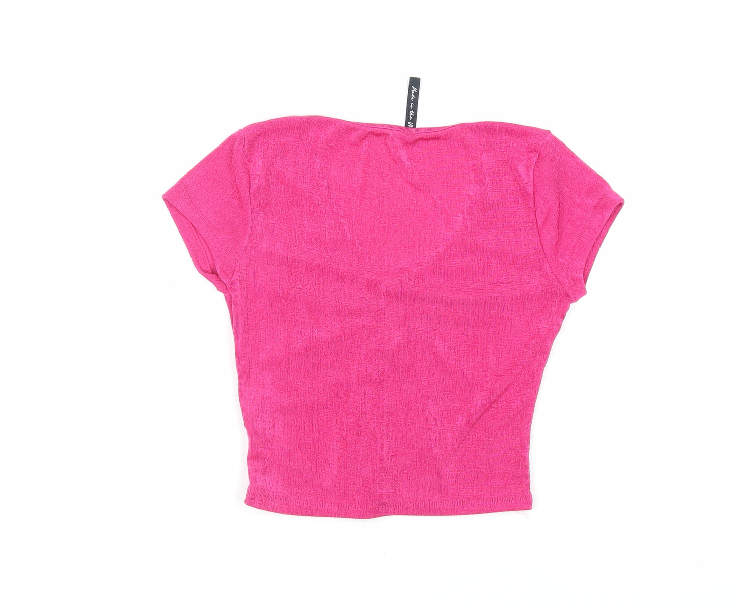 AsYou Womens Pink Polyester Cropped Blouse Size 6 V-Neck - Neckline Detail
