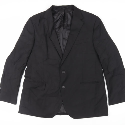 Marks and Spencer Mens Black Polyester Jacket Suit Jacket Size 44 Regular