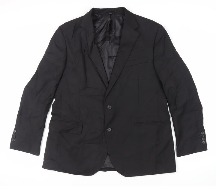 Marks and Spencer Mens Black Polyester Jacket Suit Jacket Size 44 Regular