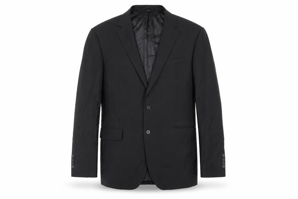 Front view of Marks & Spencer men’s black polyester jacket suit jacket, size 44, regular
