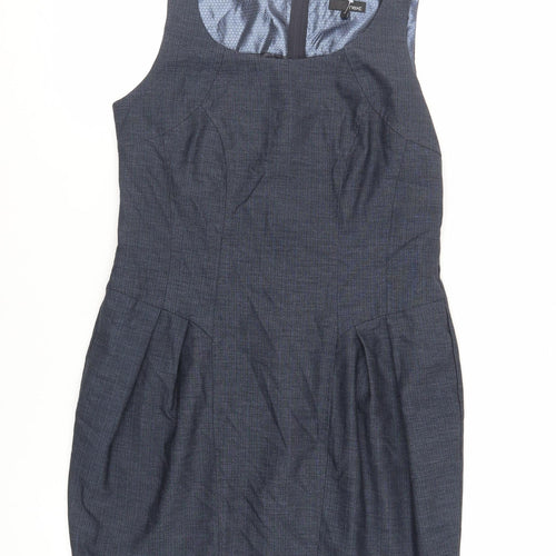 NEXT Womens Blue Polyester Pencil Dress Size 14 Boat Neck Zip - Lined
