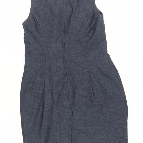 NEXT Womens Blue Polyester Pencil Dress Size 14 Boat Neck Zip - Lined