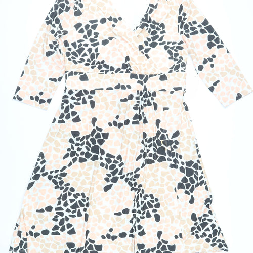 Together Womens Ivory Geometric Polyester Fit & Flare Size 16 V-Neck Pullover