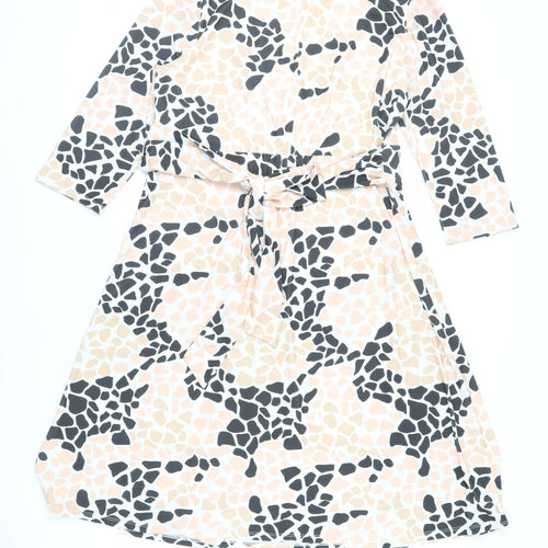 Together Womens Ivory Geometric Polyester Fit & Flare Size 16 V-Neck Pullover
