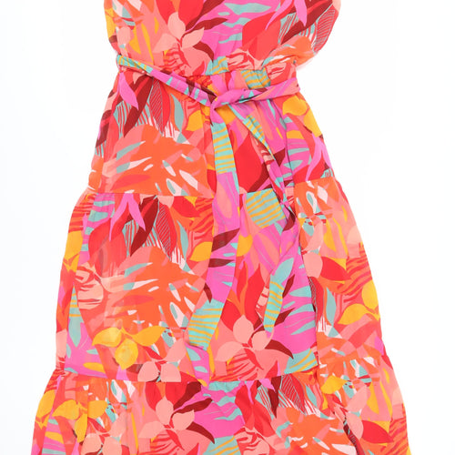 Julia Jordan Womens Multicoloured Geometric Polyester Maxi Size M Halter Button