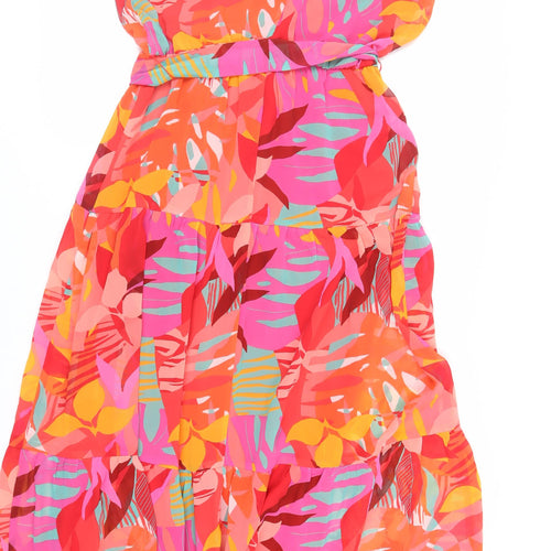 Julia Jordan Womens Multicoloured Geometric Polyester Maxi Size M Halter Button