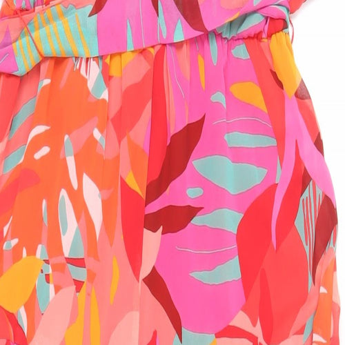 Julia Jordan Womens Multicoloured Geometric Polyester Maxi Size M Halter Button