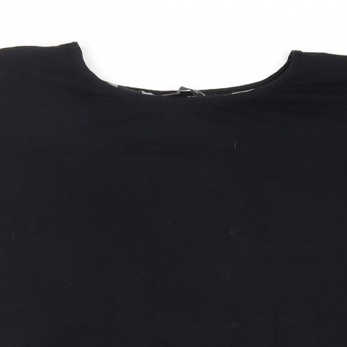 Dorothy Perkins Womens Black Plaid Viscose Basic T-Shirt Size 20 Round Neck